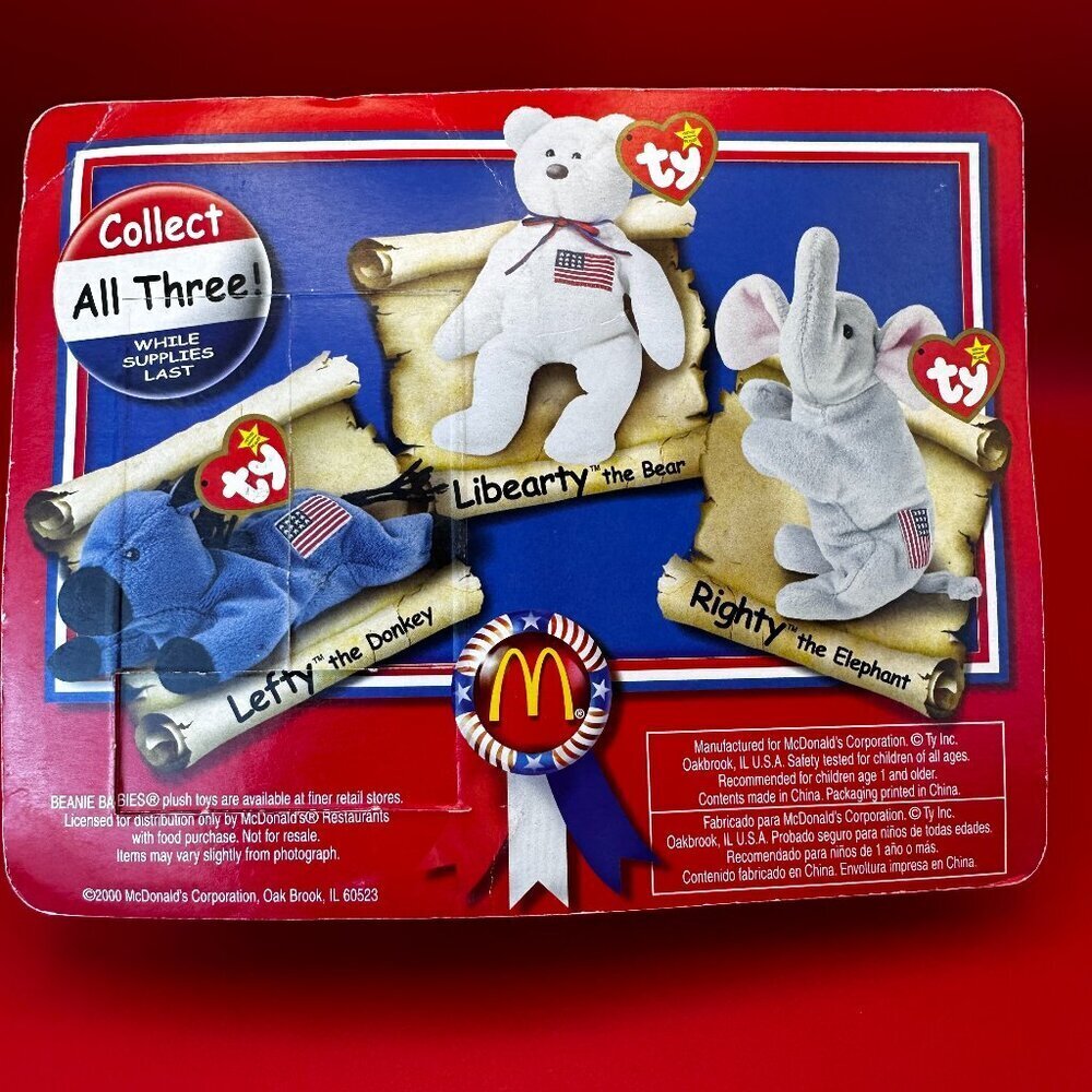 TY McDONALD'S BEANIE BABY "LIBEARTY THE BEAR" WITH PRINTING ERRORS 1996, NEW - Picture 5 of 5